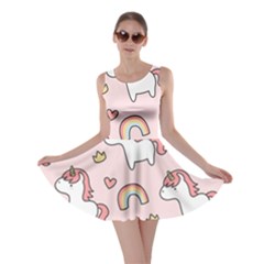 Cute Unicorn Rainbow Seamless Pattern Background Skater Dress by Bedest