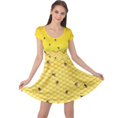 Bee Honeycombs Yellow Honey Insect Cap Sleeve Dress by CoolDesigns