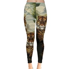 Forest Tiger Dark Green Vintage Paint Leggings by CoolDesigns