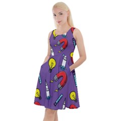 Frizzle Science Purple Knee Length Skater Dress With Pockets by CoolDesigns