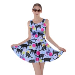 Playful Cat Colorful Space With Cats Saturn And Stars Skater Dress by CoolDesigns
