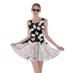 Fall Playing Cards Print Black Skater Dress by CoolDesigns