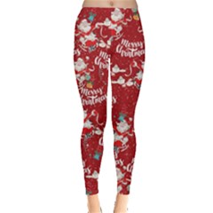 Merry Xmas Red Red Snowing Leggings  by CoolDesigns