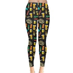 Colorful Beer Purple Pattern With Wine Glasses Leggings by CoolDesigns