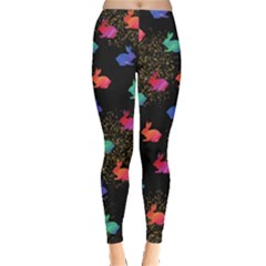 Colorful Rabbit Silhouette Black Leggings  by CoolDesigns