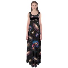 Planets Black Empire Waist Maxi Dress