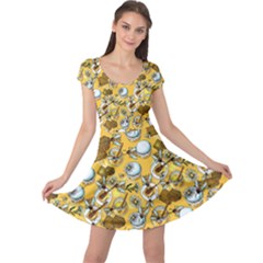 Bee Honeycombs Goldenrod Honey Insect Cap Sleeve Dress by CoolDesigns