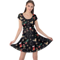 Christmas Time Navy Xmas Logo Cap Sleeve Dress by CoolDesigns
