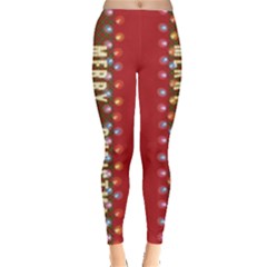 Merry Christmas Red Xmas Lights Leggings by CoolDesigns