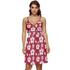 Hawaii Red Pattern Hibiscus Flowers V-neck Pocket Summer Dress  Clone by CoolDesigns