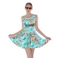 Mint Tea Time Pink Lollipop Candy Macaroon Cupcake Donut Skater Dress by CoolDesigns