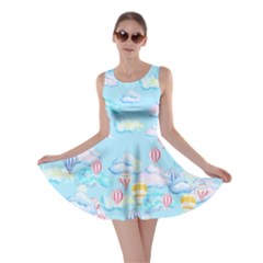 Cute Sky Blue Hot Air Balloon Pattern Skater Dress by CoolDesigns