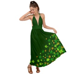 Cannabis Green Marijuana Leaves Backless Maxi Beach Dress by CoolDesigns