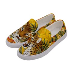 Yellow & Orange Hot Cute Cat Animals Tiger Pattern Womens Canvas Slip Ons by CoolDesigns