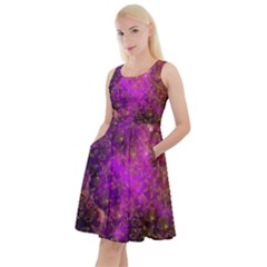 Gradient Shellfish Purple Space Galaxy Knee Length Skater Dress With Pockets by CoolDesigns