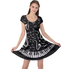 Trumpet Musical Black Music Double Sided Cap Sleeve Dress  