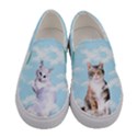 Lovely Cats Pattern Sky Blue Womens Canvas Slip Ons View1