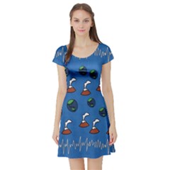 Frizzle Volcano Short Sleeve Skater Dress by CoolDesigns