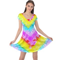 Unicorn Rainbow Colorful Tie Dye Cap Sleeve Dress by CoolDesigns