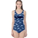 Navy Sharks Pattern One Piece Swimsuit View1