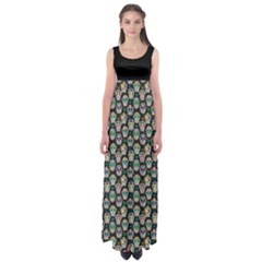 Black Day Of The Dead Sugar Skull Empire Waist Maxi Dress by CoolDesigns