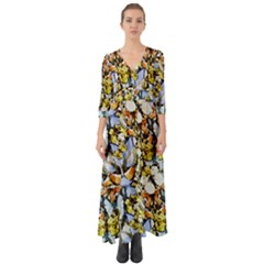 Butterfly Impact Button Up Boho Maxi Dress by CoolDesigns