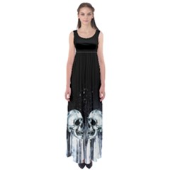 Skull Black Ink Empire Waist Maxi Dress by CoolDesigns