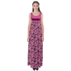 Pink Grunge Pattern With Skulls Illustration Empire Waist Maxi Dress by CoolDesigns
