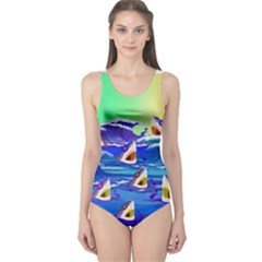 Sharks In Sea One Piece Swimsuit by CoolDesigns