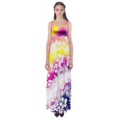 Beach Yellow Purple Hawaiian Floral Empire Waist Maxi Dress by CoolDesigns