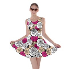 Hand Paint Roses Colorful Vintage Spring Skater Dress by CoolDesigns
