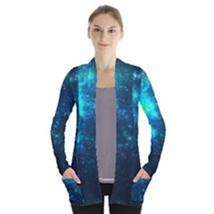 Blue Space Open Front Pocket Cardigan