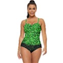 Snowy Shamrock Lime Green St Patricks Day Retro Full Coverage Swimsuit View1