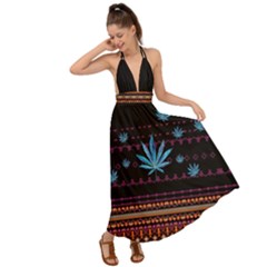 Mexico Marijuana Black Marijuana Badges Backless Maxi Beach Dress by CoolDesigns