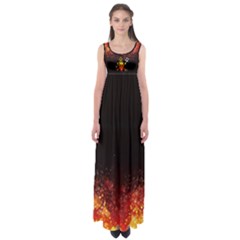 Skull Orange Flame Empire Waist Maxi Dress by CoolDesigns