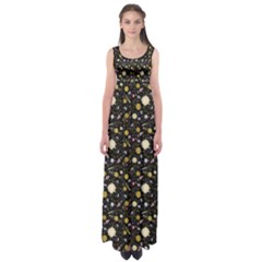 Space Yellow Empire Waist Maxi Dress by CoolDesigns