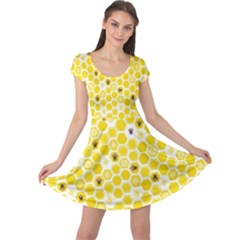 Bee Honeycombs Yellow Honey Insect Cap Sleeve Dress by CoolDesigns