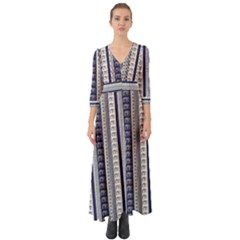 Navy Elephants Button Up Boho Maxi Dress by CoolDesigns
