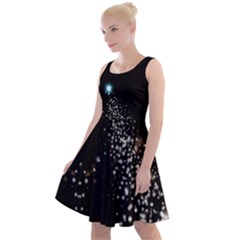 Black Fun Night Sky Moon And Stars Knee Length Skater Dress Clone by CoolDesigns