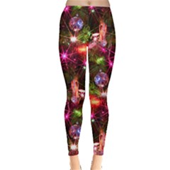 Shine Pink Christmas Tree Lights Stretch Leggings by CoolDesigns
