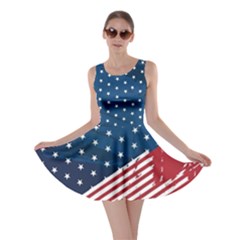 Vintage Dark Blue American Flag Print Skater Dress