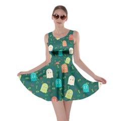 Game Console Sea Green Monster Print Skater Dress by CoolDesigns
