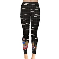 London Bus Black Leggings  by CoolDesigns