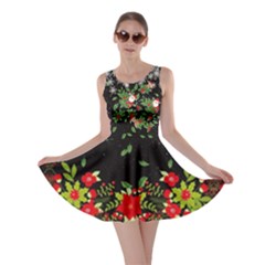 Black & Red Mistletoe Santa A-line Skater Dress by CoolDesigns