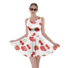 Red Pattern With Heart Cherry Strawberry Illustra Skater Dress by CoolDesigns