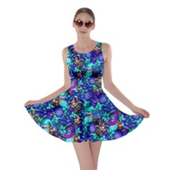 Seamless Xmas Gift Purple & Blue Party Skater Dress by CoolDesigns