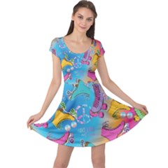 Rainbow Love Roller Blade Print Cap Sleeve Dress by CoolDesigns