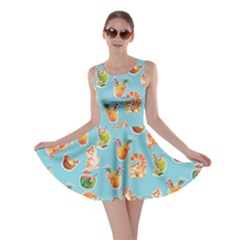 Summer Cat Colorful Space With Cats Saturn And Stars Skater Dress by CoolDesigns