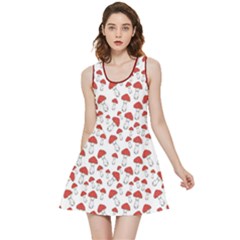 Hisbicus Floral Red & White Agaric Mushrooms Pattern Inside Out Reversible Sleeveless Dress by CoolDesigns