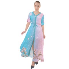 Blossom Pantone Japanese Style Cherry Blossom Waist Tie Boho Maxi Dress by CoolDesigns